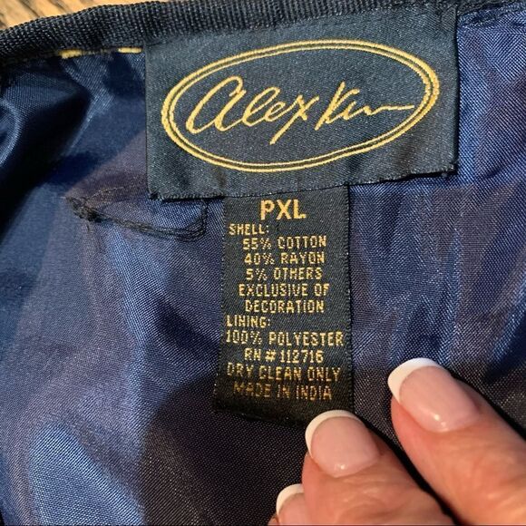 VTG Alex Kin Geometric Exclusive Embroidered ART Decoration Blazer/Cardigan PXL - Picture 7 of 7